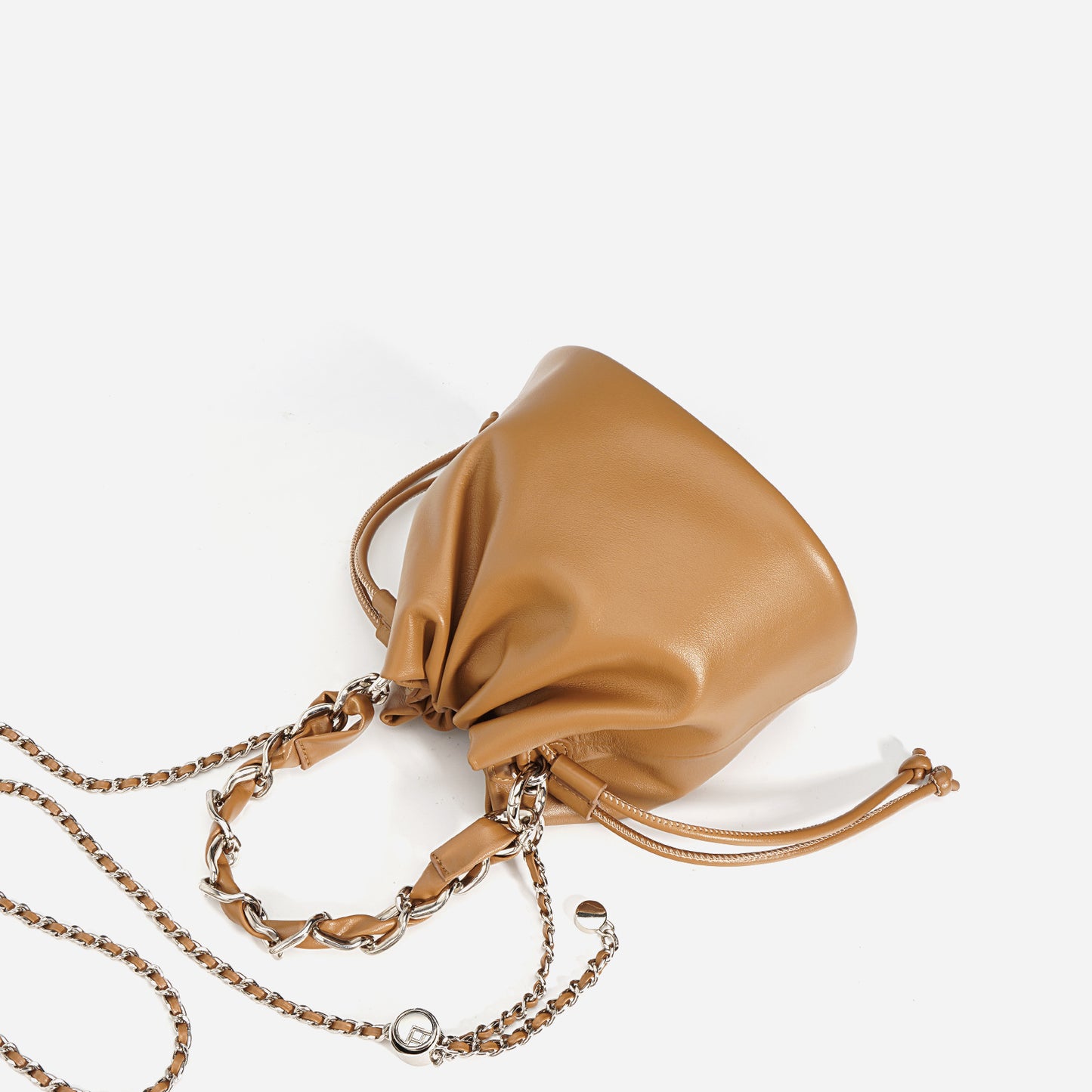 Women's Fashion Leather Drawstring Crossbody Bucket Bag