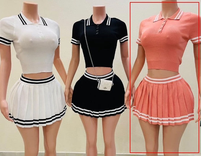 Trendy golf Tops Pleated Skirt Two-piece Set