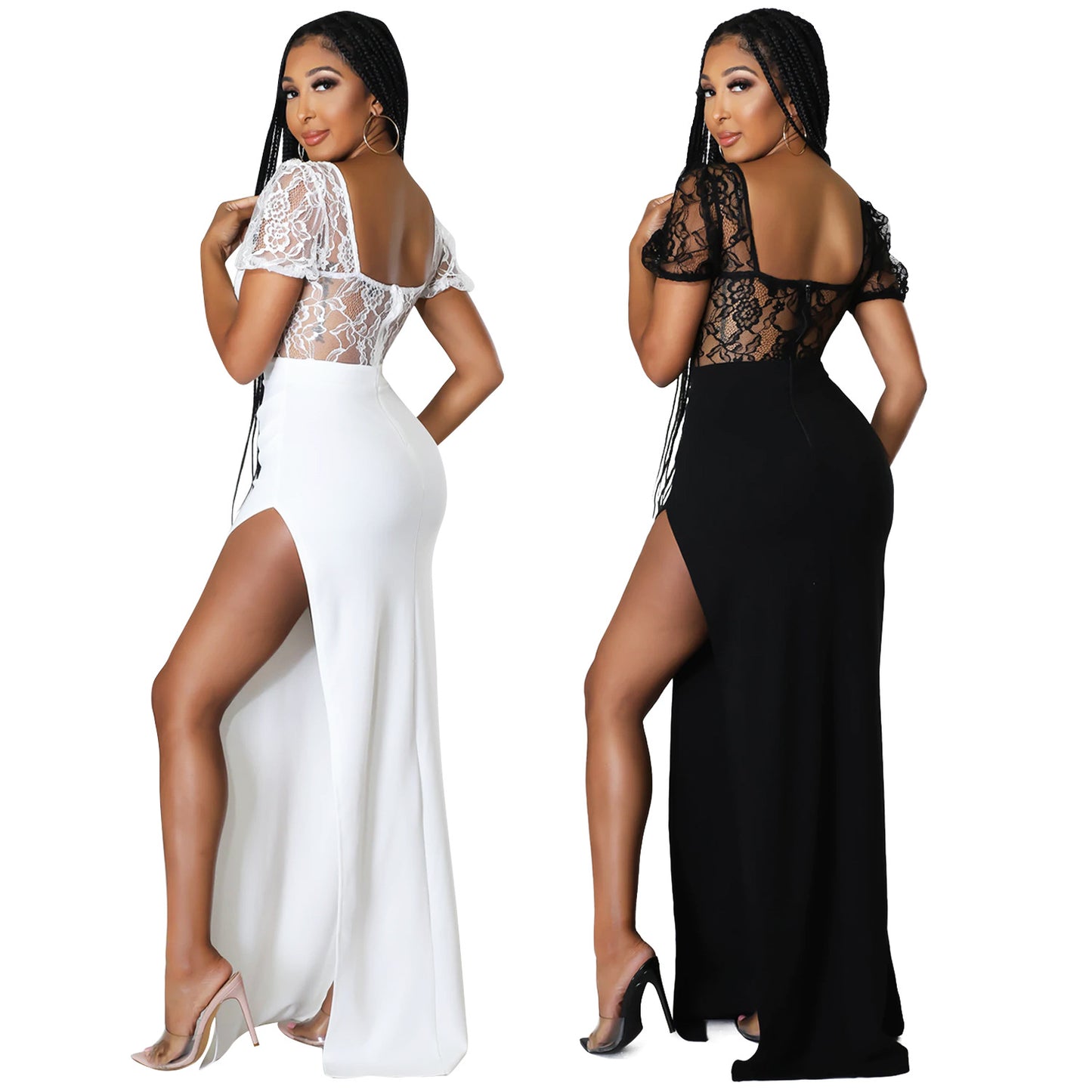 Lace Socialite Split Long Dress