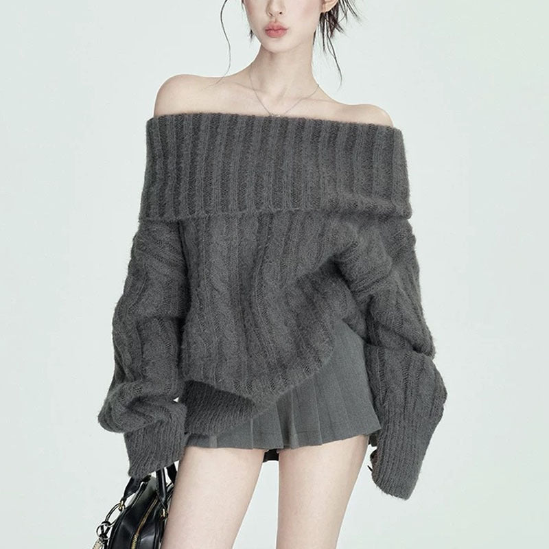 Pure Soft Glutinous Off-shoulder Sweater