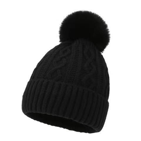 Woolen Winter Ear Protection Fur Ball Pullover Hat