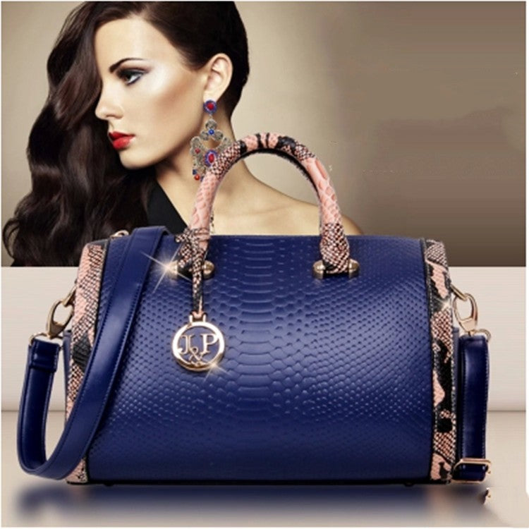 Snake Pattern Boston Bag Women's Shoulder Oblique Handbag