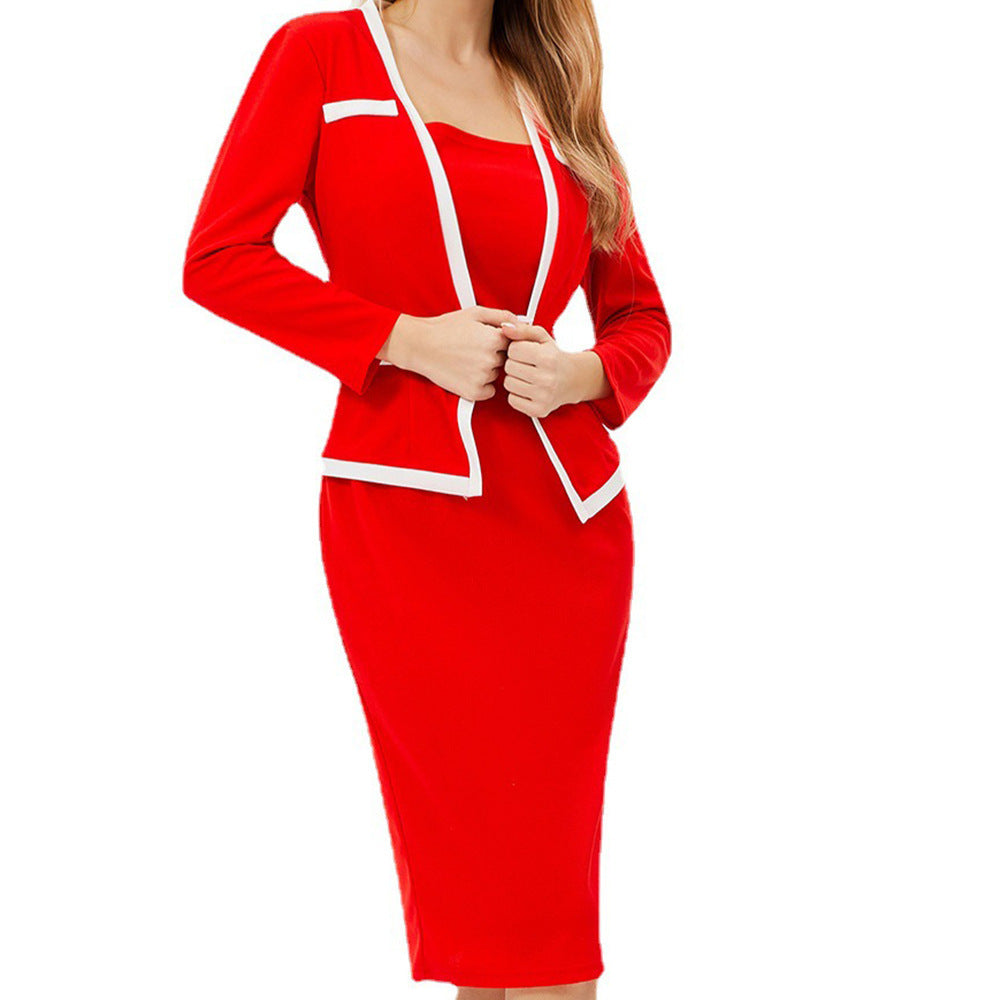 Three-quarter Sleeve 2 Piece Professional Hip Dress