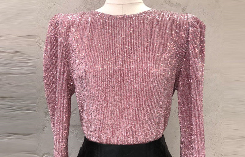 Women's Unique Design Sequined Long-sleeved T-shirt