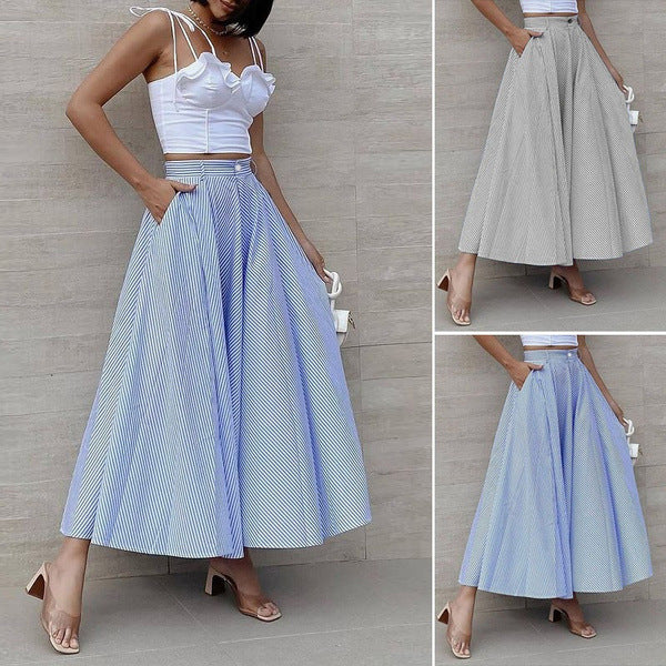 Women's Fashion Summer Stripes Long Dress skirt