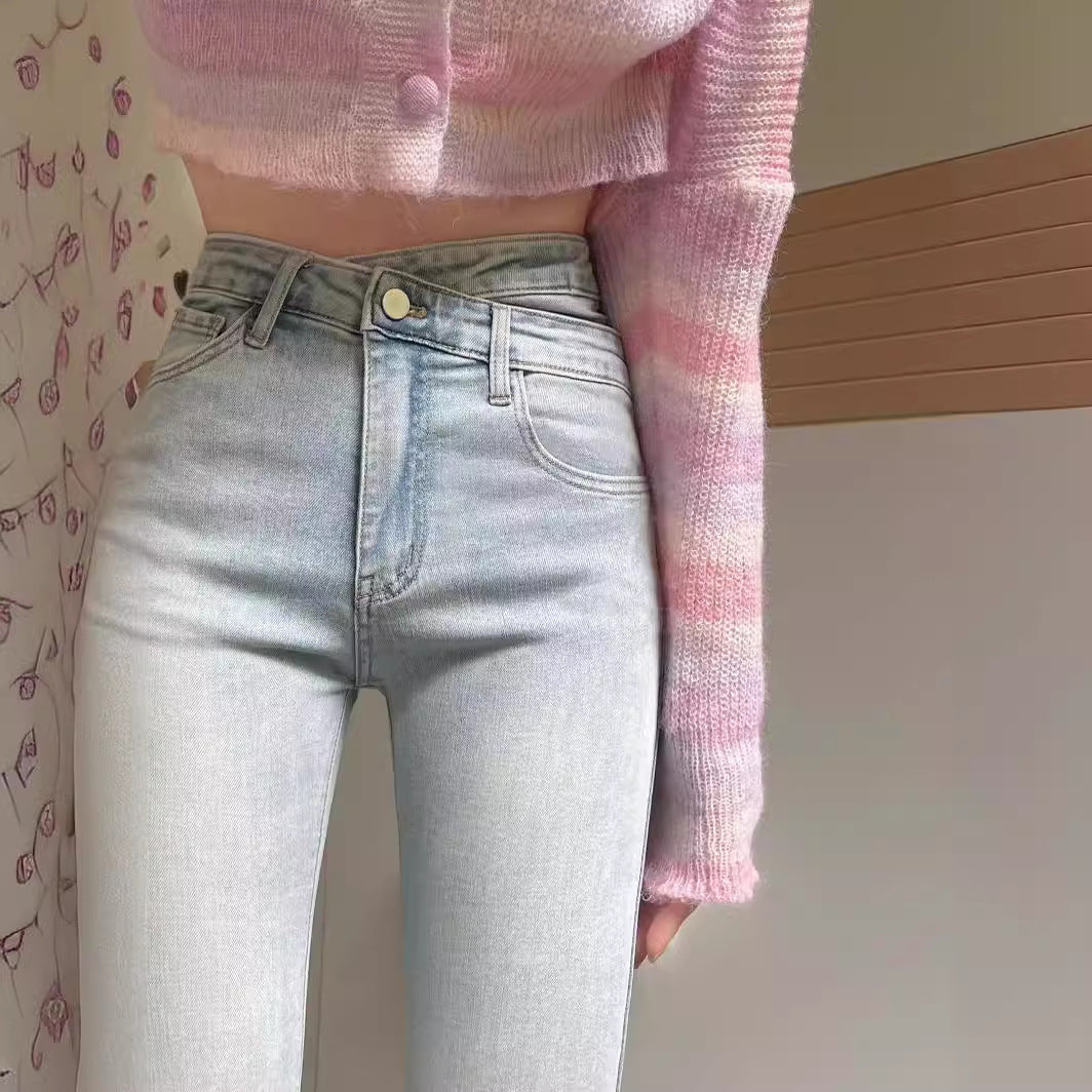 Light-colored High Waist Bootcut Jeans