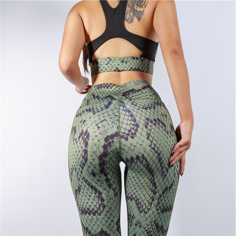 Nice Women's Fashion Snake Print Yoga Suit