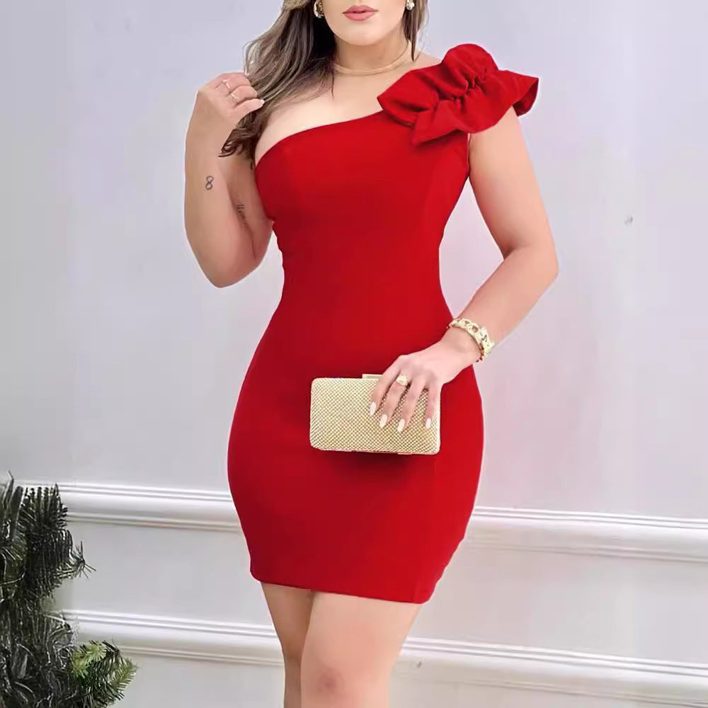 Red One Shoulder Dress