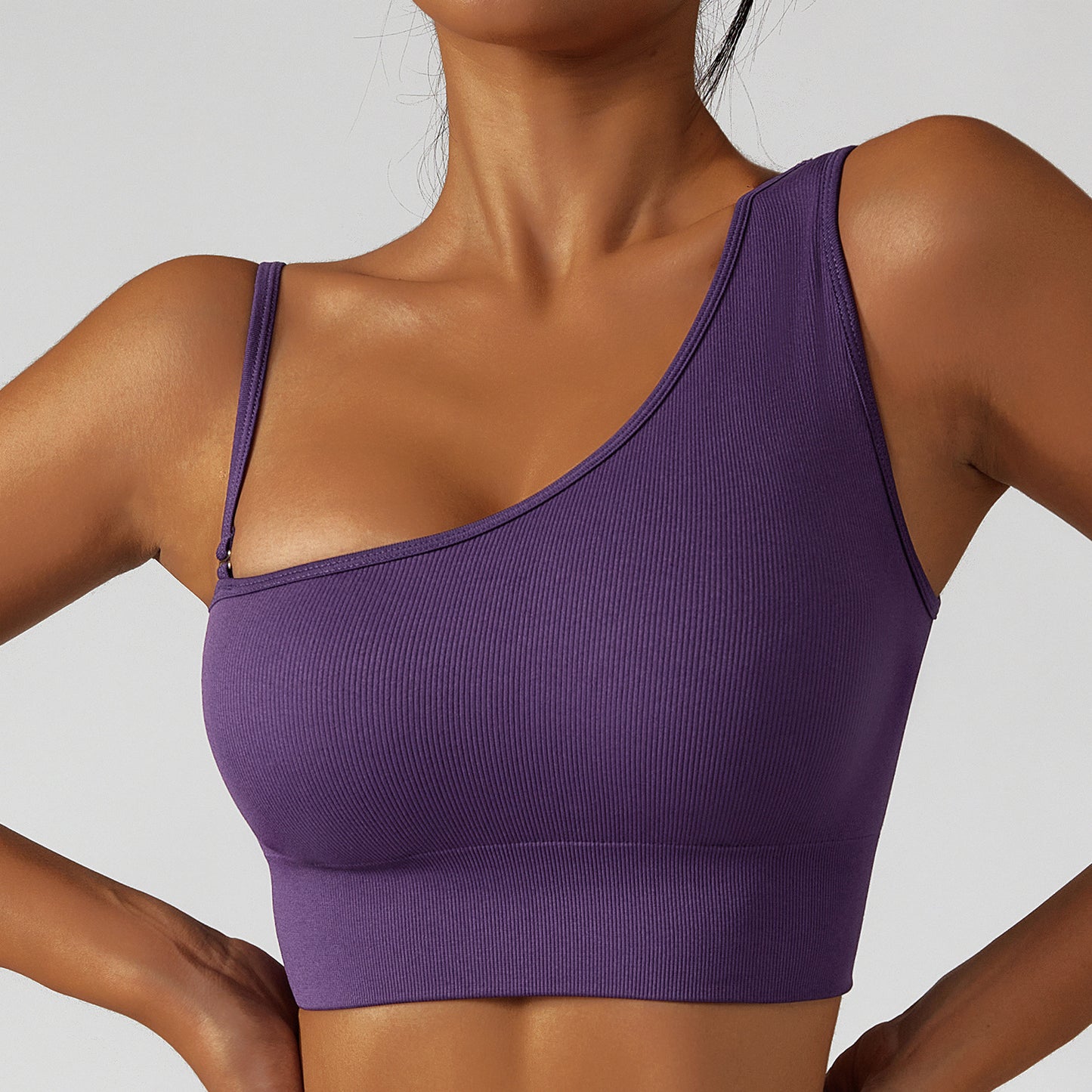 Sexy Sloping Shoulder Yoga Clothes Top With Irregular Movement