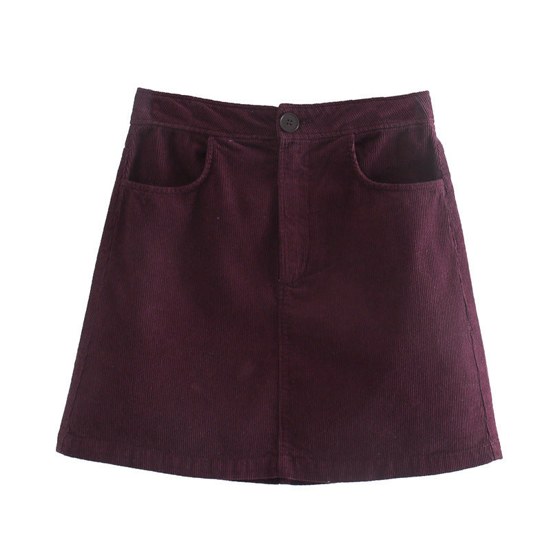 Women's side pocket corduroy Mini Skirt