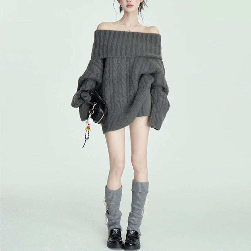 Pure Soft Glutinous Off-shoulder Sweater