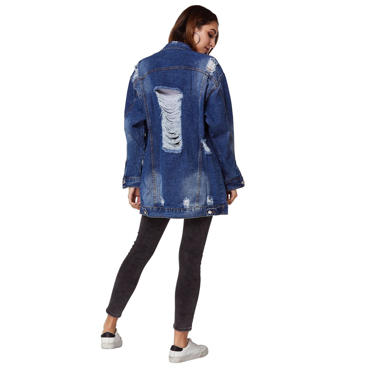 Denim Women's Water Washed Hole Coat