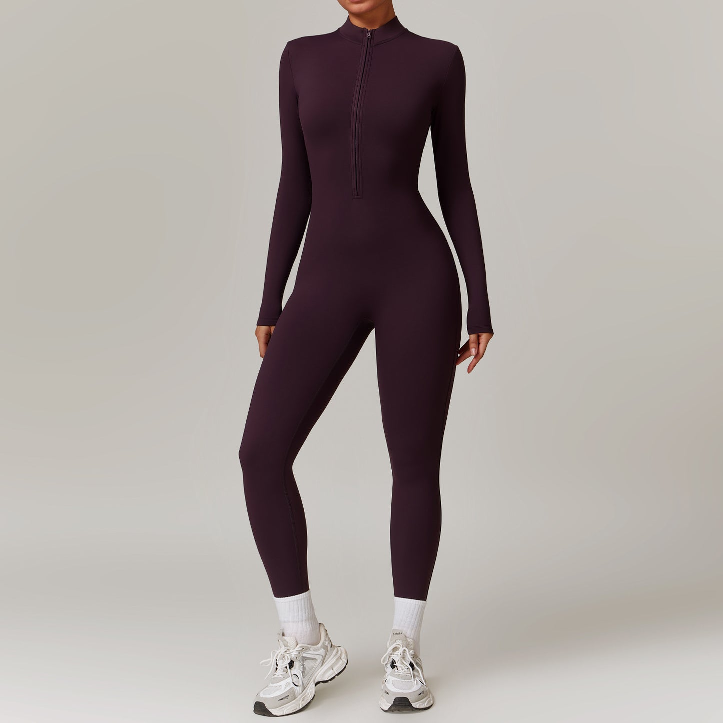 Warm Zipper Long-sleeved Yoga Jumpsuit Bodysuit