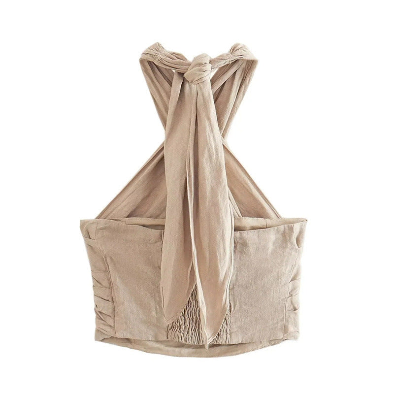 Simple Fashion All-match Halter Linen Vest Top