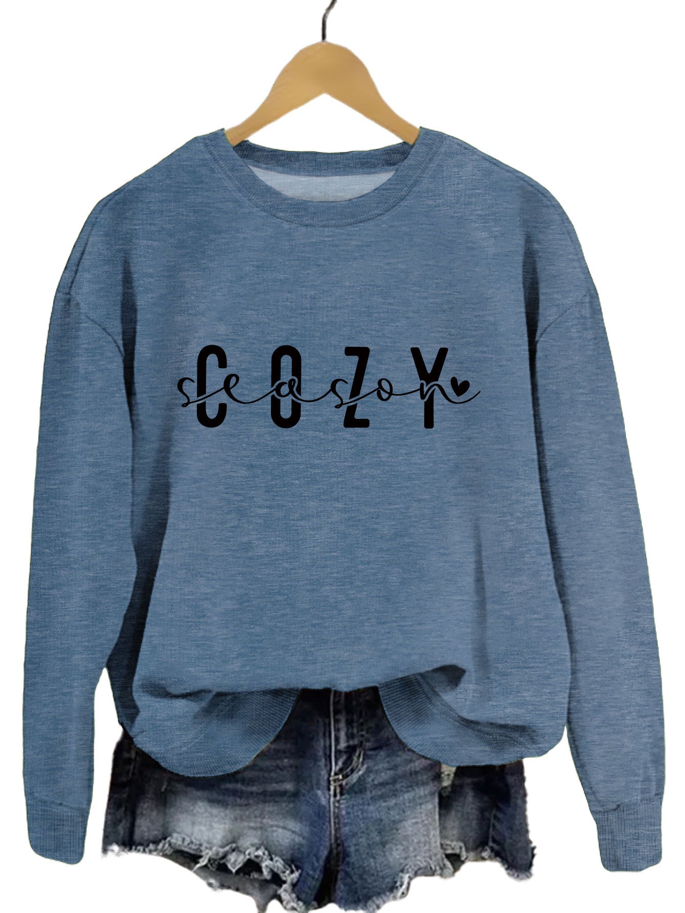 Fashion Printed Cozy Season Autumn Crew Neck Long Sleeve All-match Loose Sweater