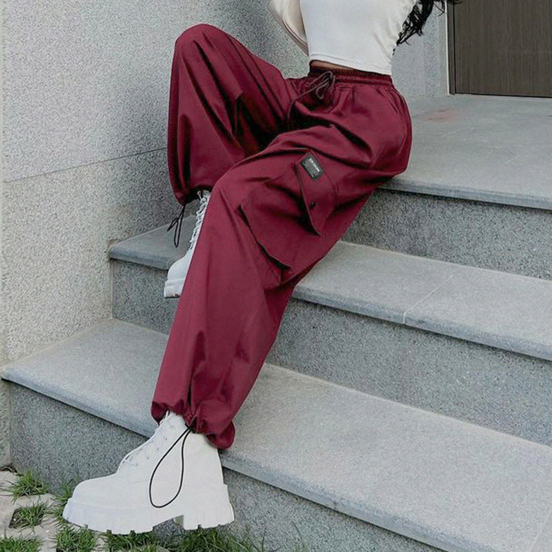 Street Style Flanging Pocket Fashion Wide-leg Overalls Loose