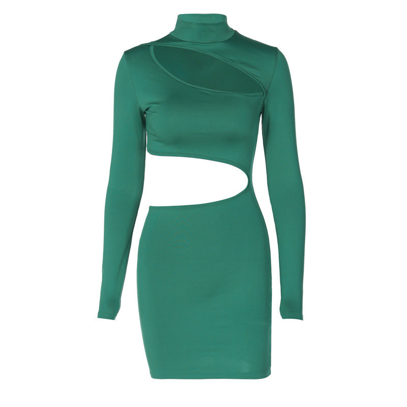 Cutout Slim Fit Turtleneck Long Sleeve top and Dress skirt