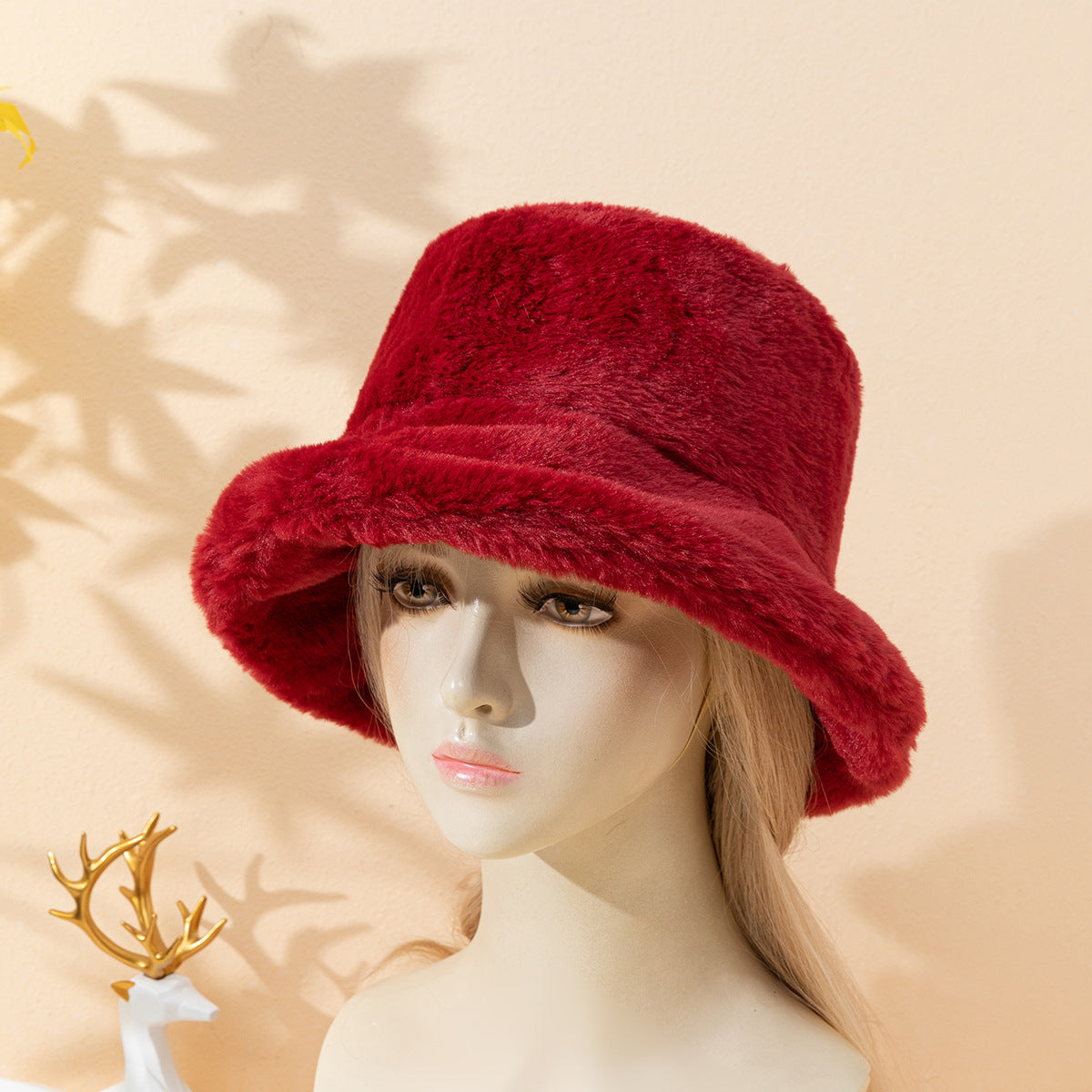 Thickened Plush And Minimalist Imitation Rabbit Hair Basin And Sweet Female Bucket Hat