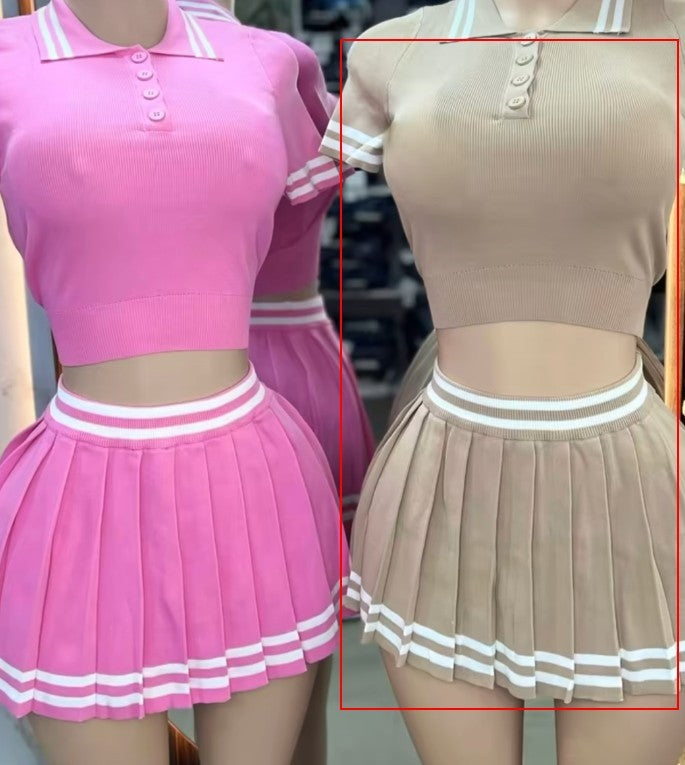 Trendy golf Tops Pleated Skirt Two-piece Set