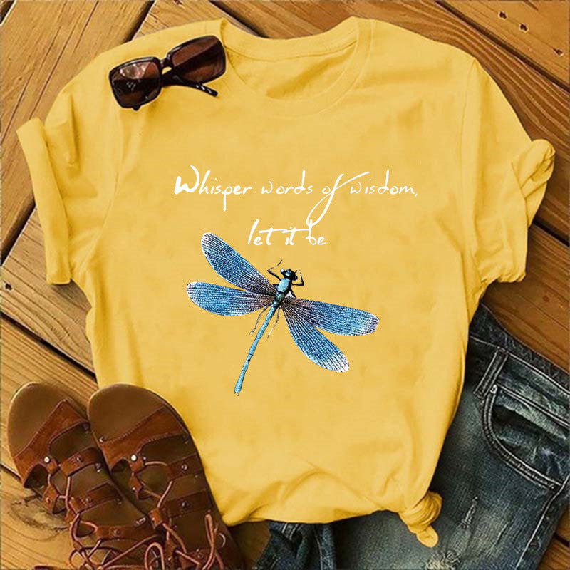 Let It Be Cute Bee Letter Alpaca Casual Women's T-shirt