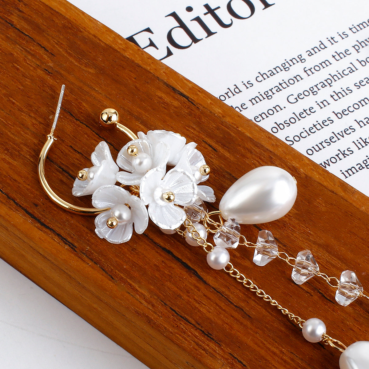 Fashion 925 Silver Needle Flower Pearl Earrings