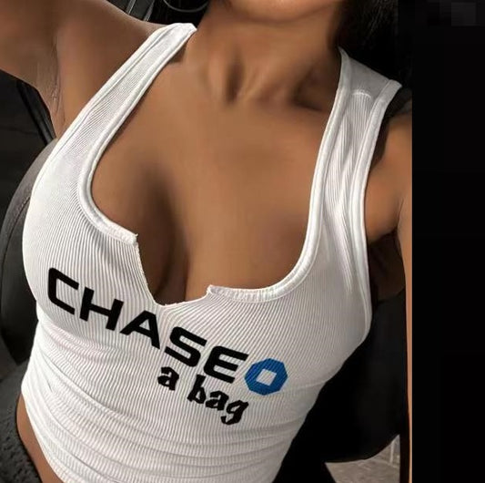 Chase a Bag Women's Fashion Sleeveless U-neck Vest shirt