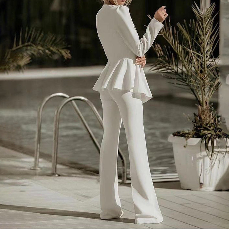 Lapel Tube Top High Waist Straight Lead Pants Three-piece Suit