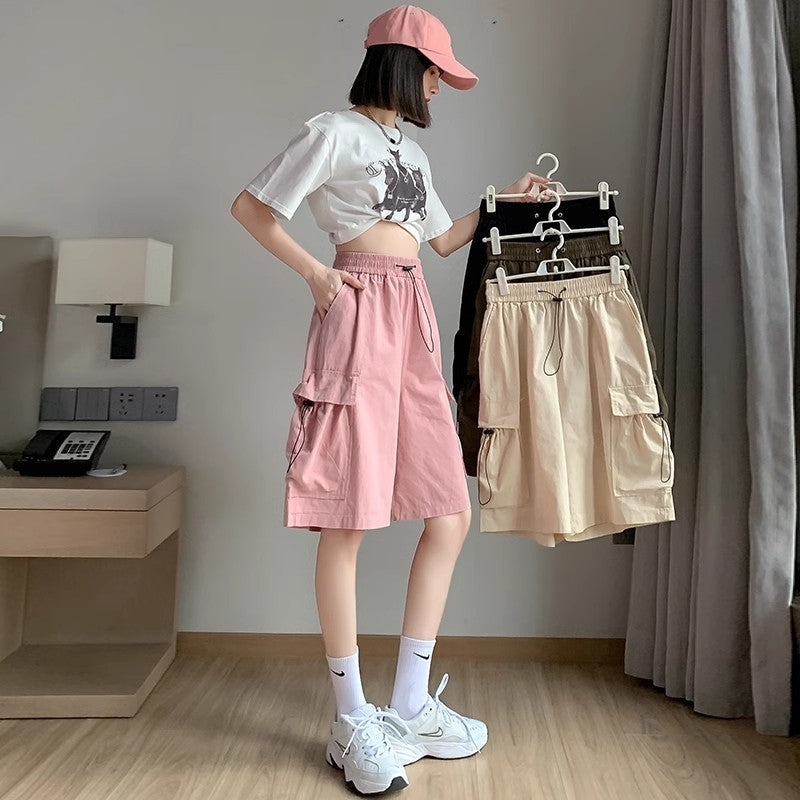 Casual Sports Loose Wide Leg Middle Pants