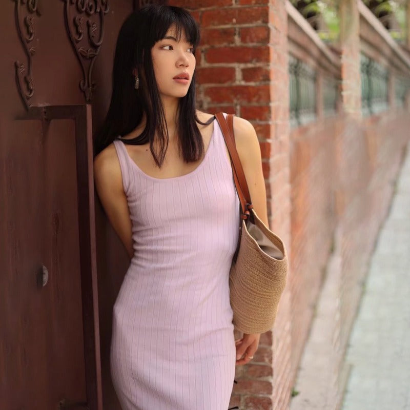 New Solid Color Knitted Dress