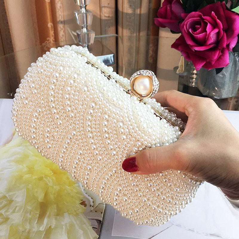 Fashion Retro Women's Rhinestone Pearl Handbag