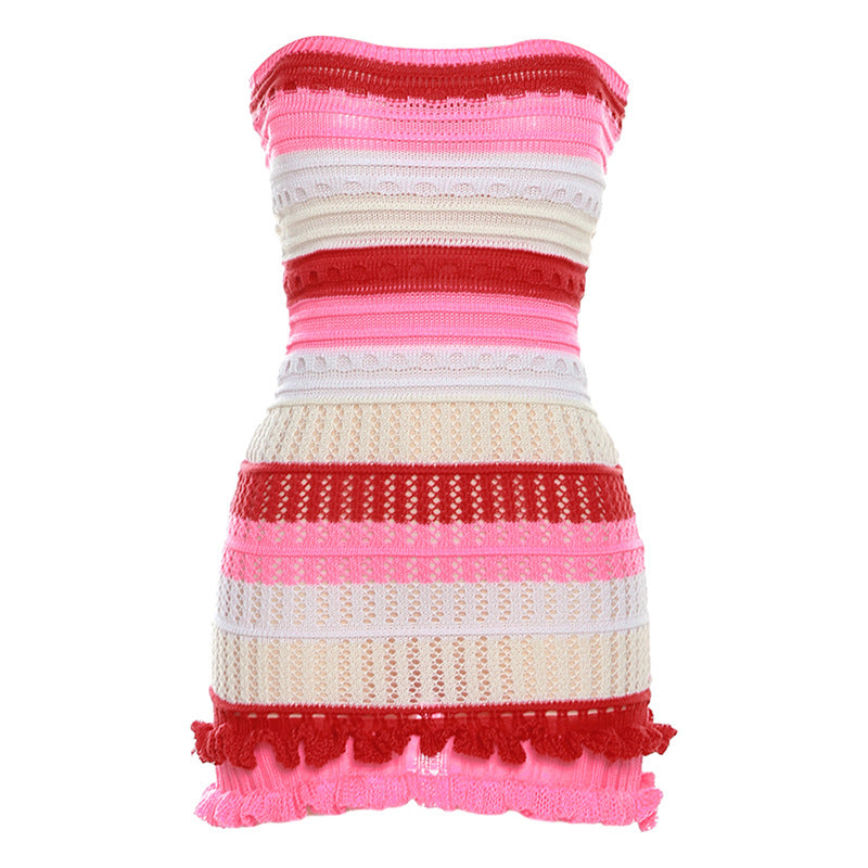 Knitted fashion Tube Top Backless dress - girl season boutique