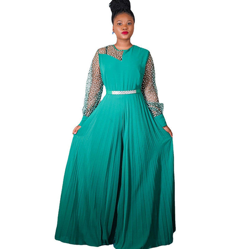 Christmas Dress Waist Pleated One-piece Wide-leg Pants