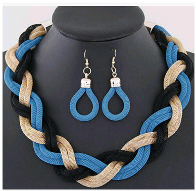 Cute Hand-woven rope necklace chain and earring set