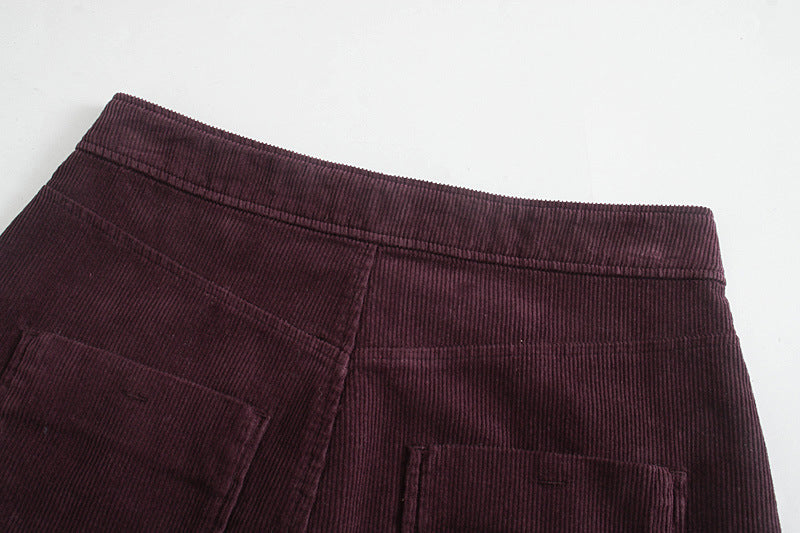 Women's side pocket corduroy Mini Skirt