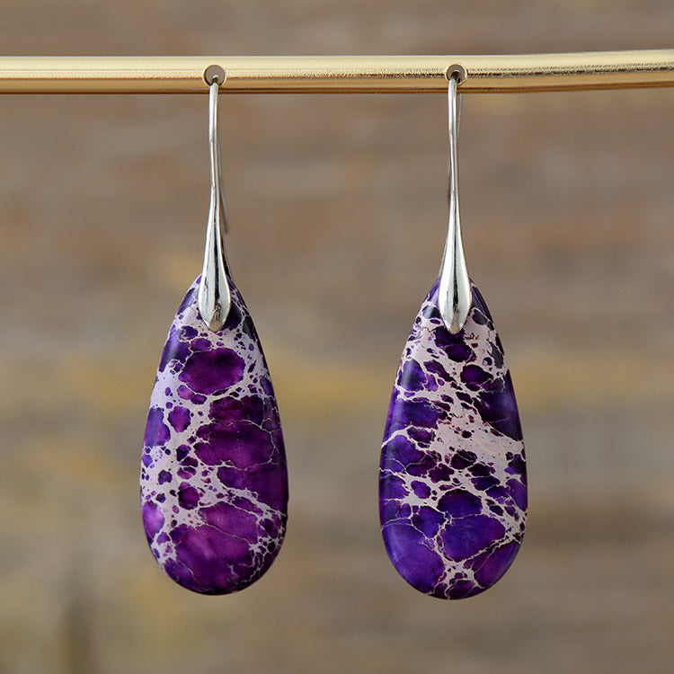 Bohemian Emperor Stone Water Drop Earrings Natural Stone Ornament Jewelry