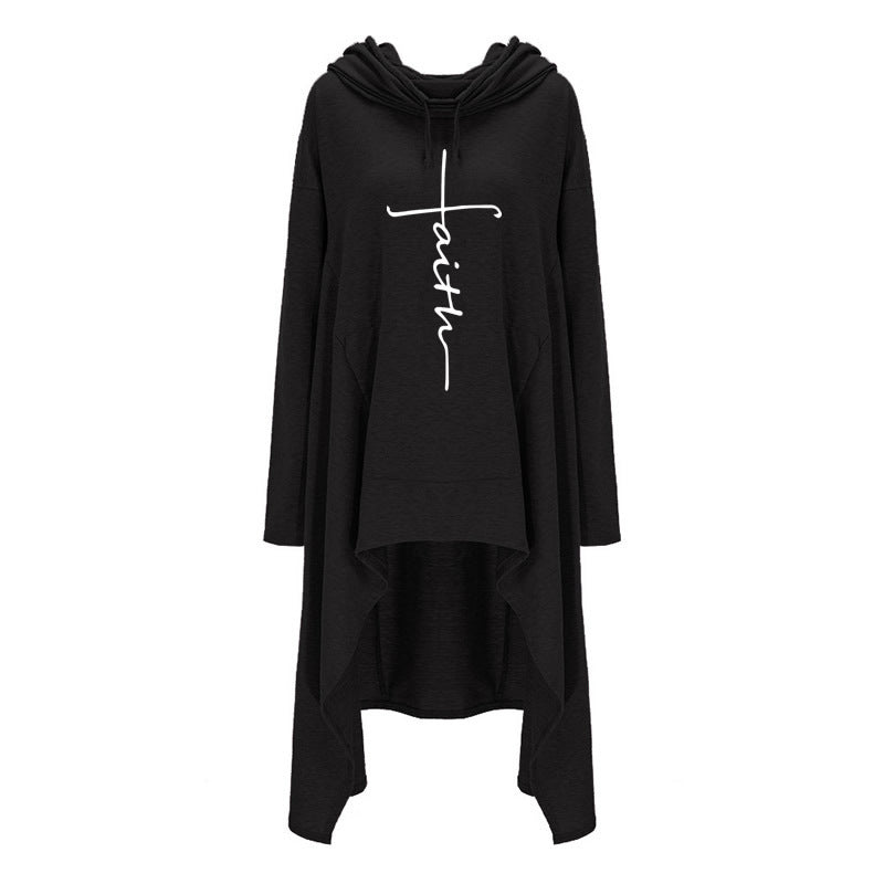 Faith Long embroidered cloak hooded sweater