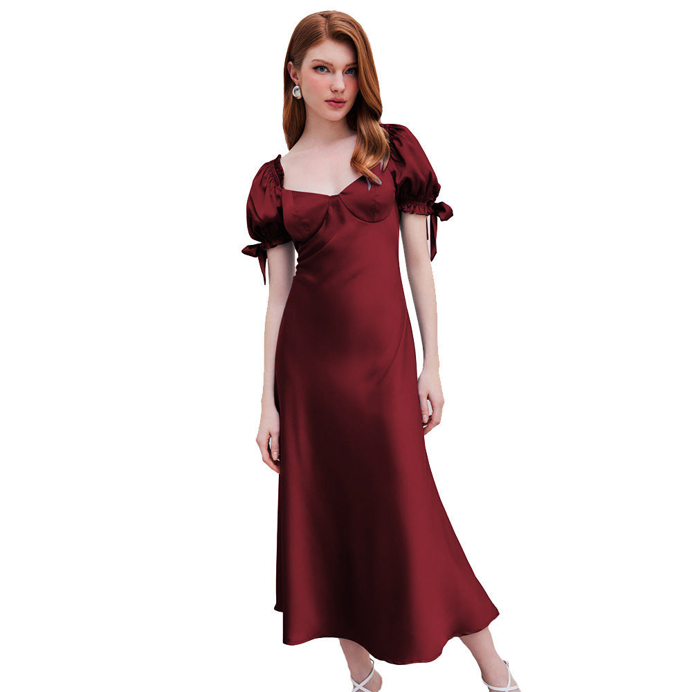 Fishtail Party Satin Red Dress