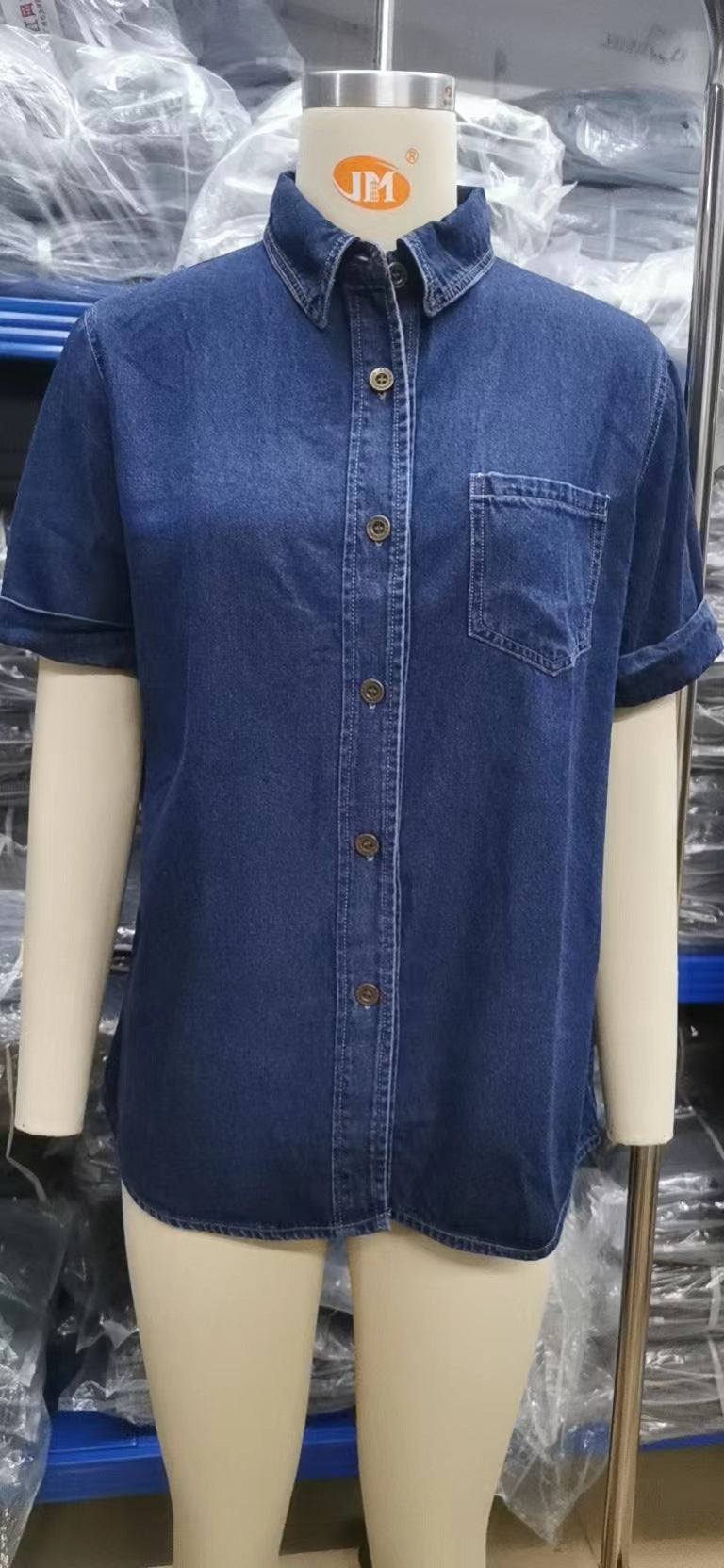 Slimming Thin Denim Short-sleeved Shirt Casual Top