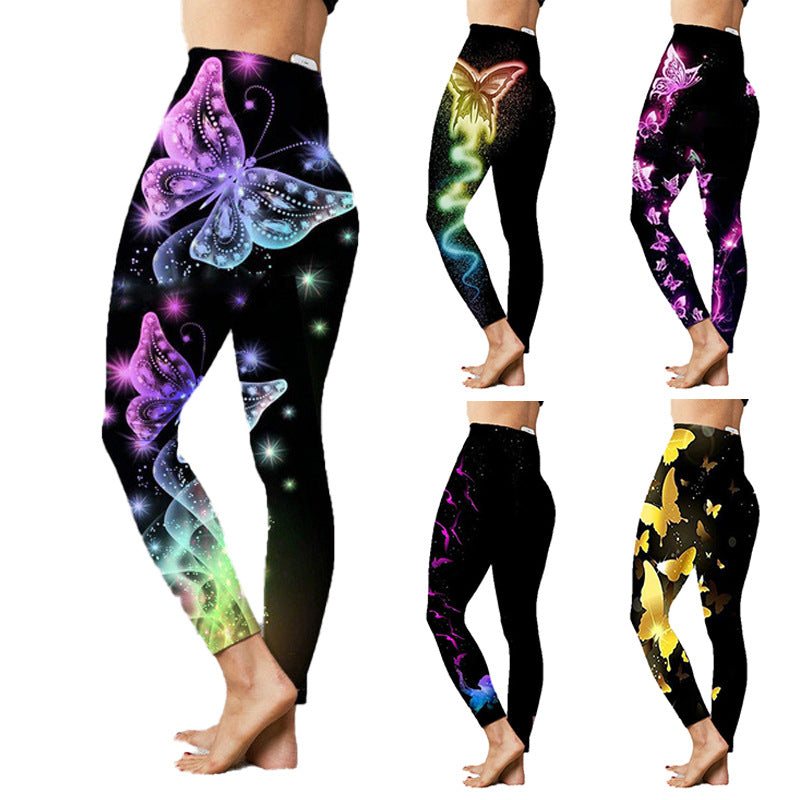 Fashion Women's Printed Stretch Slim Butterfly Yoga Pants