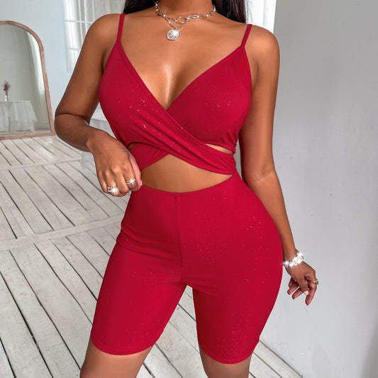 Women's Fashion Yoga Sling Body short  jumpsuit