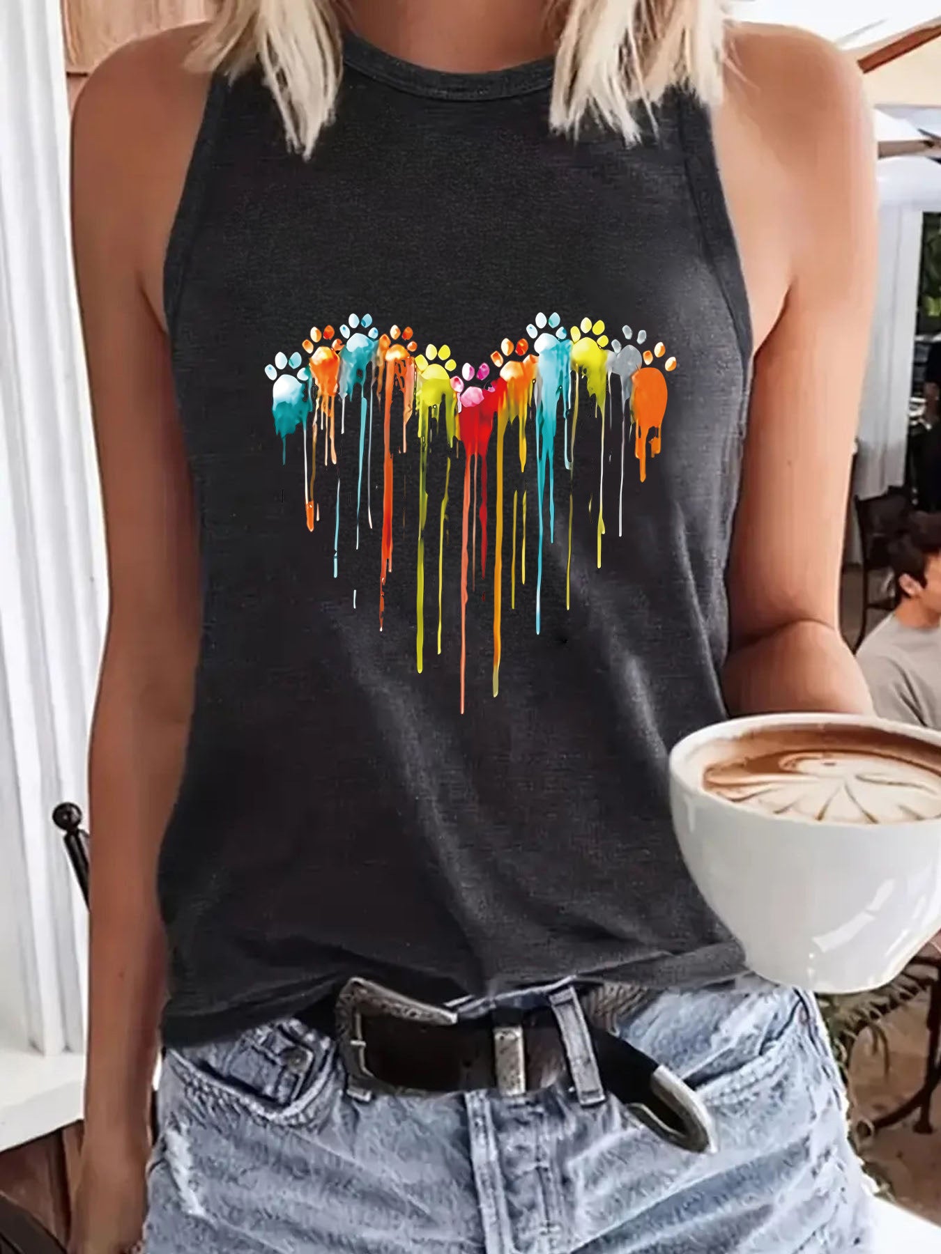 Dog mom Printed Sleeveless Top