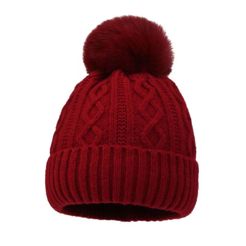 Woolen Winter Ear Protection Fur Ball Pullover Hat