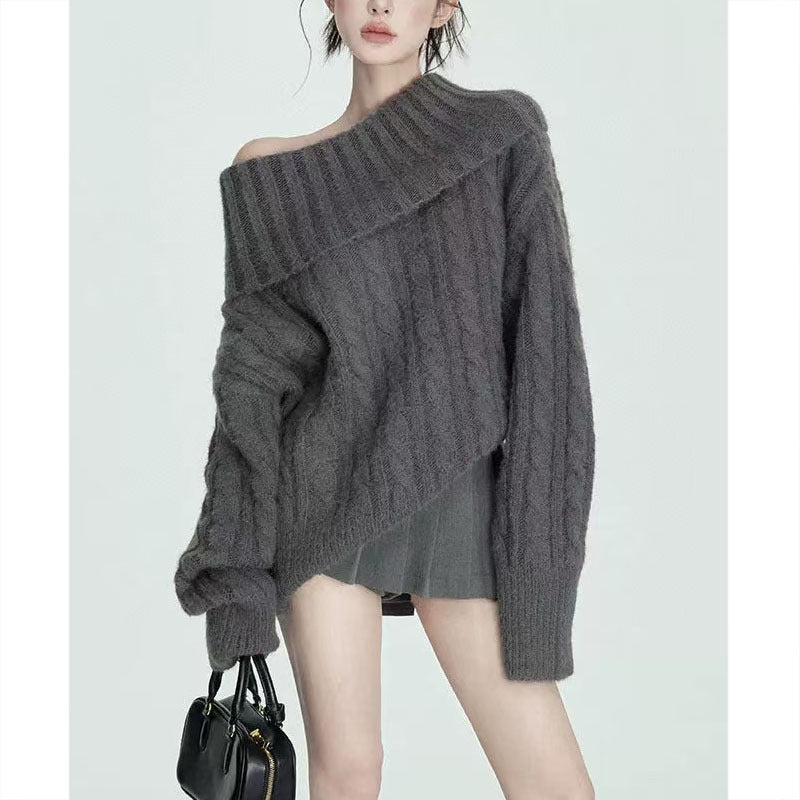 Pure Soft Glutinous Off-shoulder Sweater