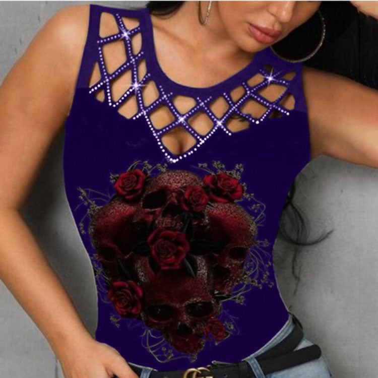 Women's Fashion 3D Rose Hollow Vest Top