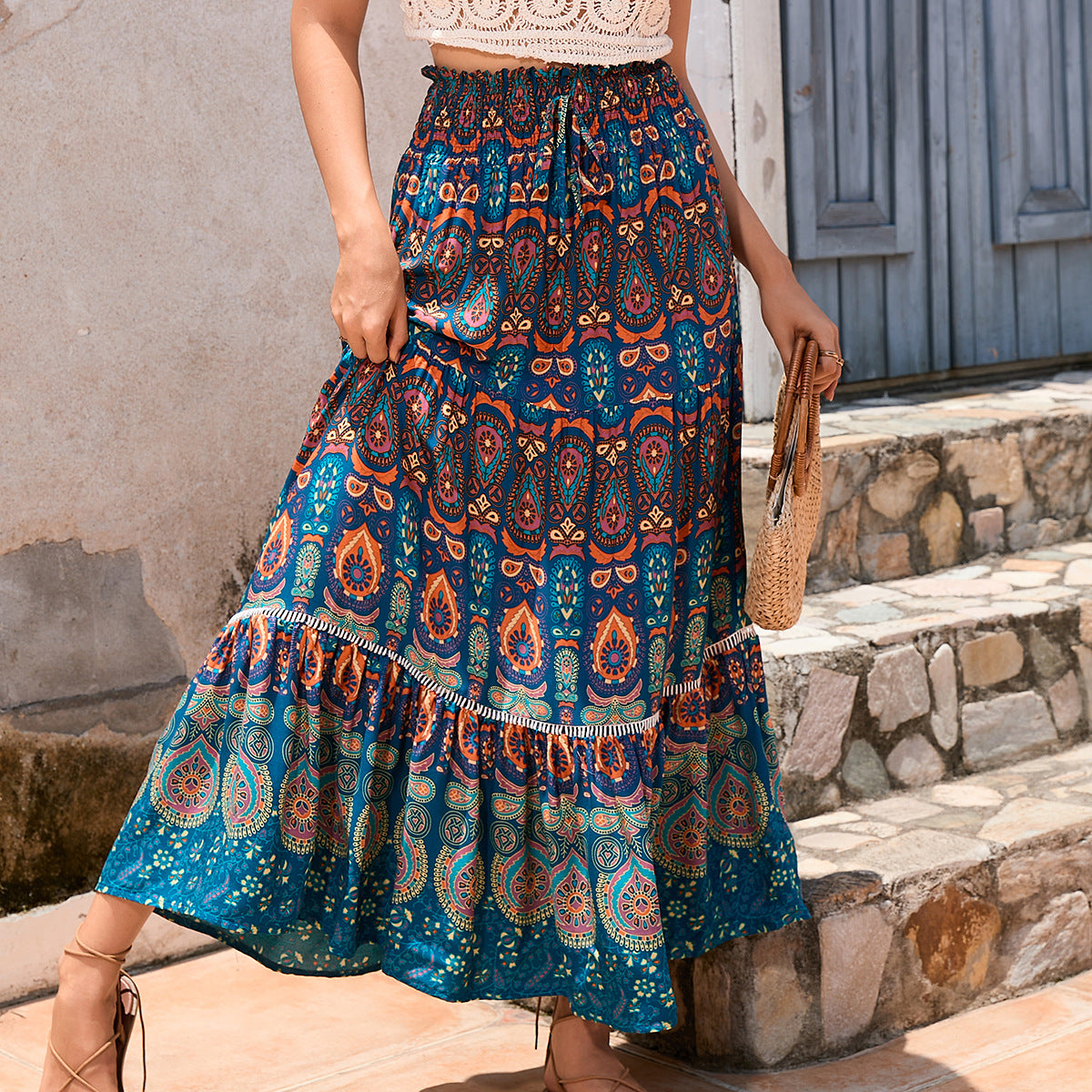 Exotic Hollowed Out Lace Patchwork Bohemian Skirt