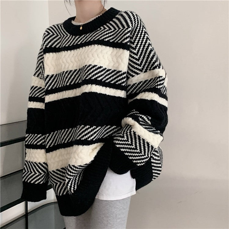 Striped Sweater Women's Loose Pullover