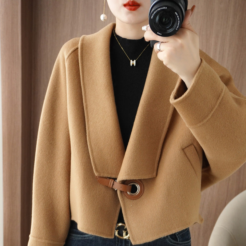 Female Hepburn Style Double-sided Wool Overcoat