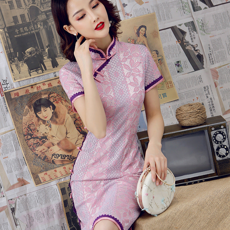 Cheongsam Lace Long Dress Women