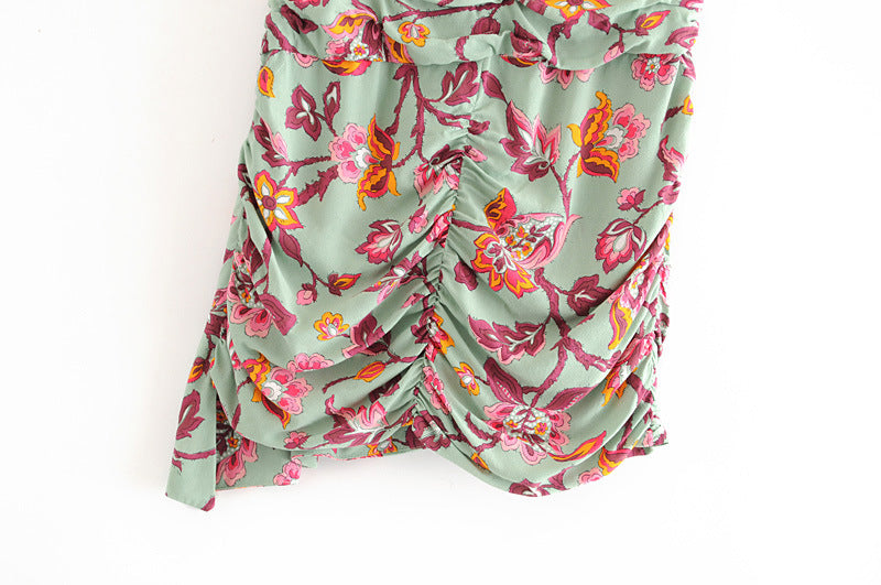 Printed pleated mini skirt