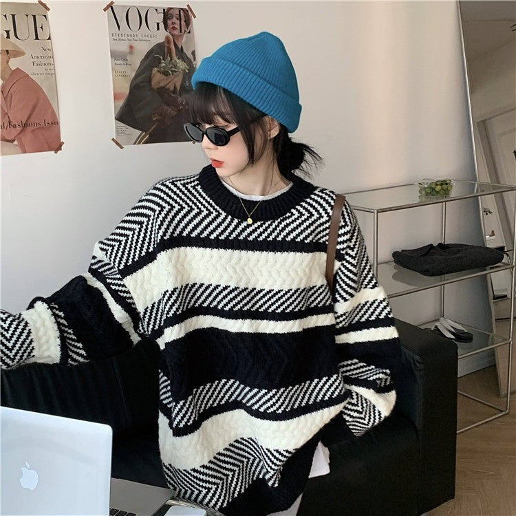 Striped Sweater Women's Loose Pullover